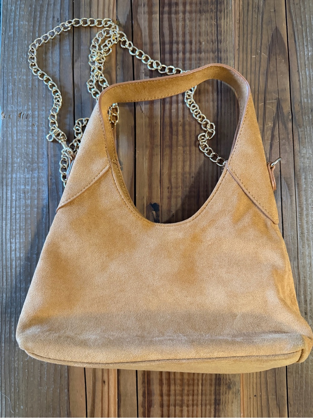 Universal Thread Tan Suede Circle-Handle Shoulder Bag with Chain Strap - Picture 6 of 7